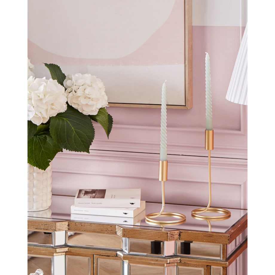 Zestaw 2 świeczników żelazny złoty BUNYU