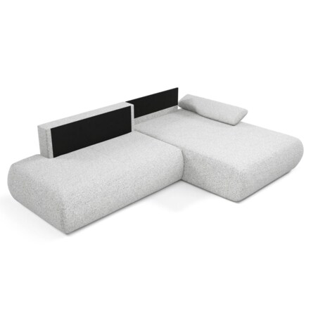 Narożnik rozkładany PENTI z pojemnikiem na pościel, prawy, jasno-szary