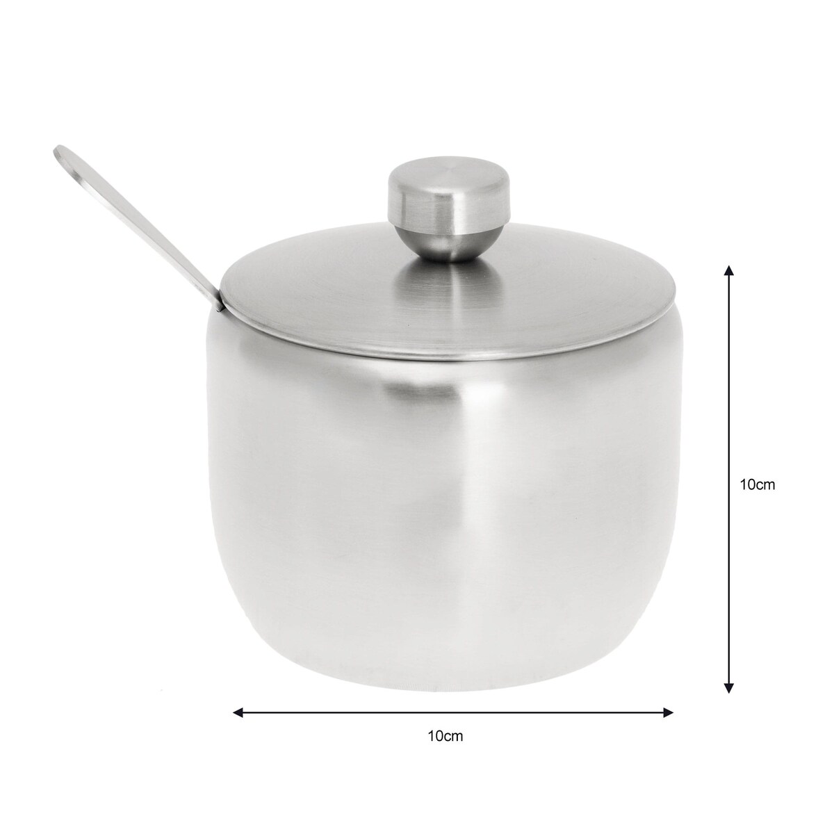 Cukiernica stalowa z łyżeczką wysoki Połysk pojemnik na cukier KINGHOFF