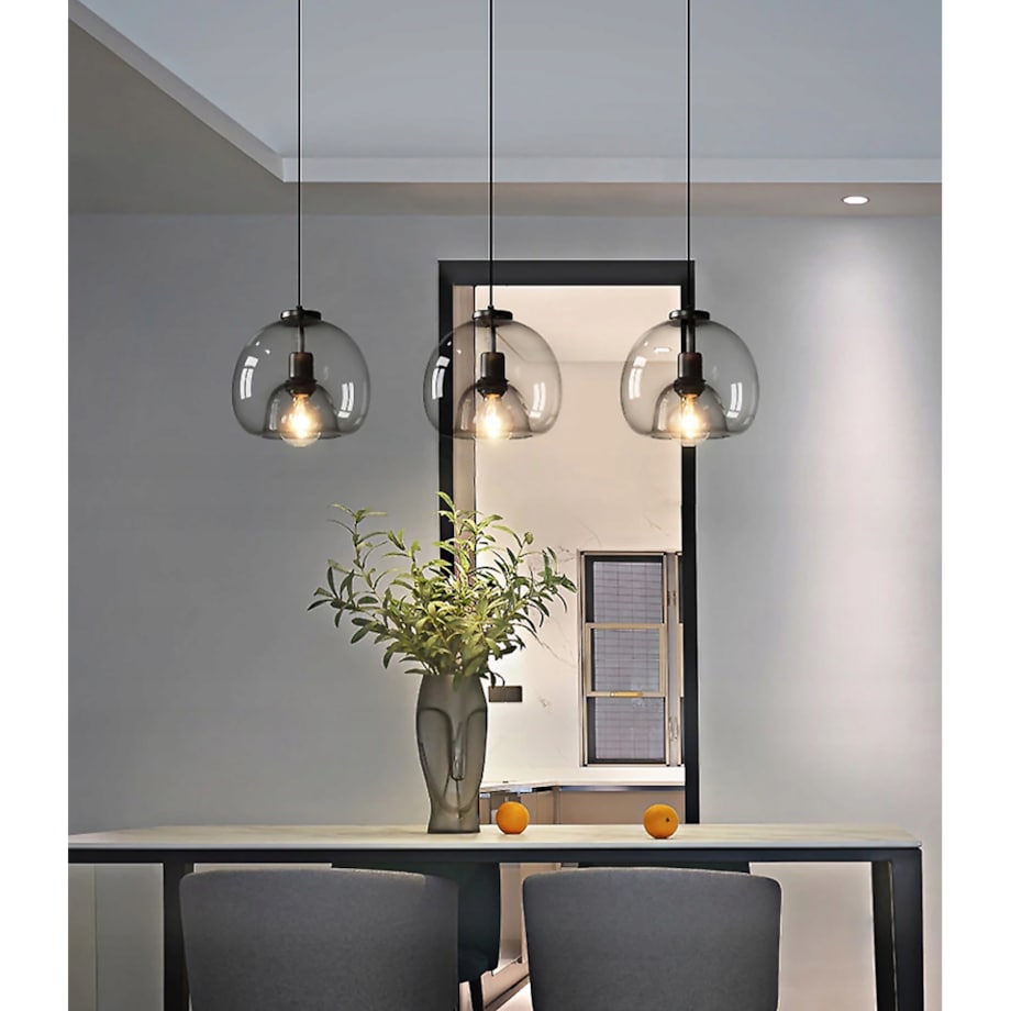 Lampa Wisząca Sufitowa Żyrandol E27 Szklana Szara