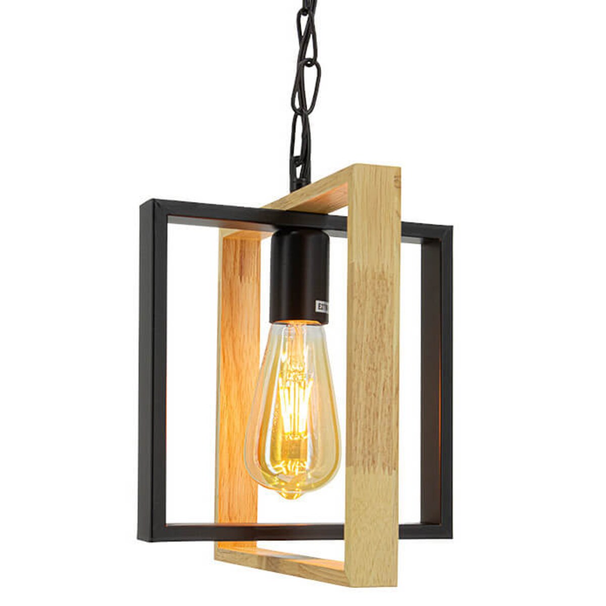 Drewniana lampa wisząca Marco 6300/1 BL JD hygge sznur regulacja czarny brązowy