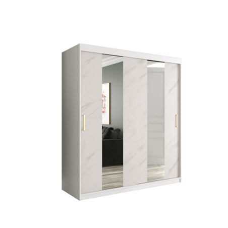 Szafa przesuwna Garderoba MARMUR POLE 180 gł. 62 biały