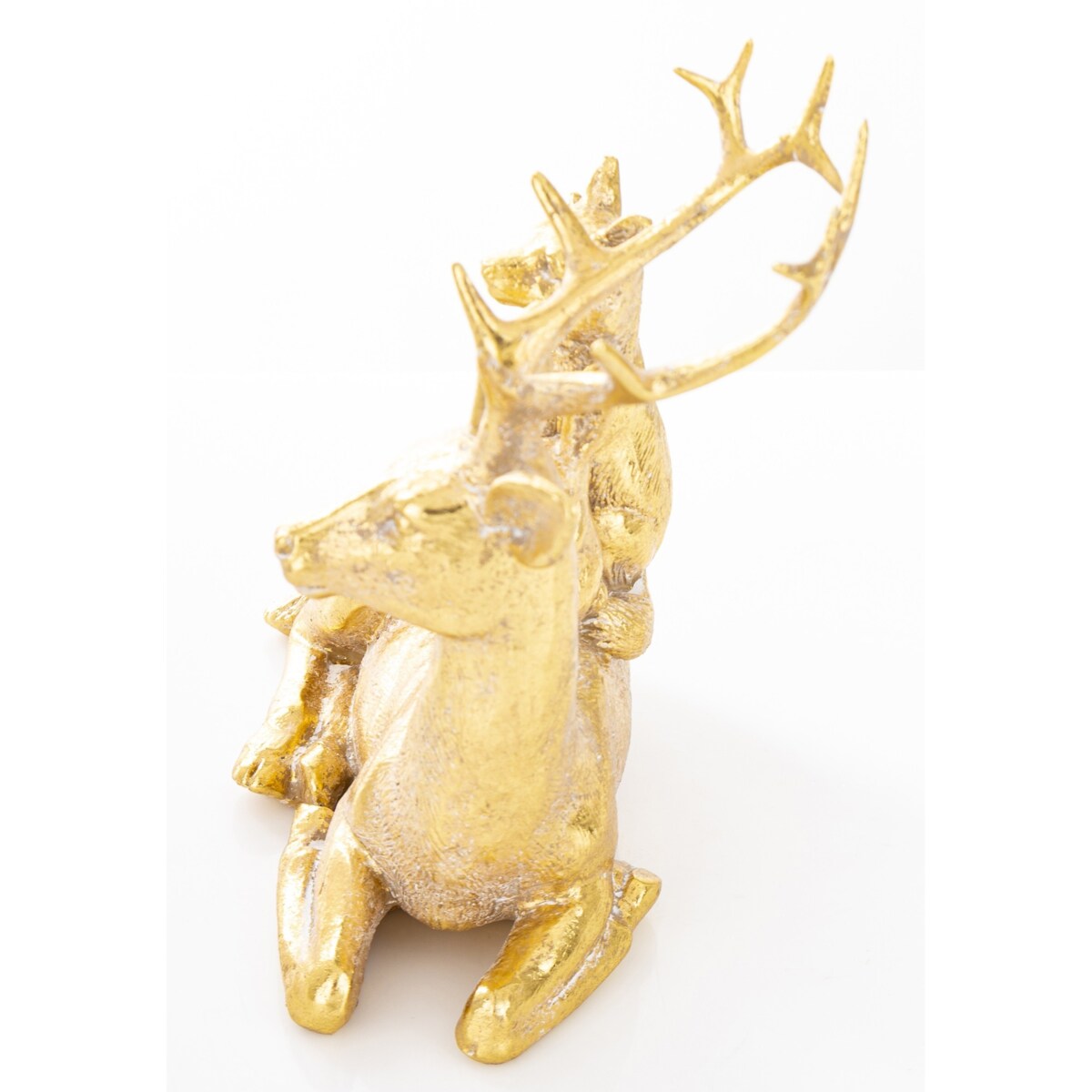 Dekoracja - złoty jeleń i zwierzaki 15x12x7 cm SANU leżący