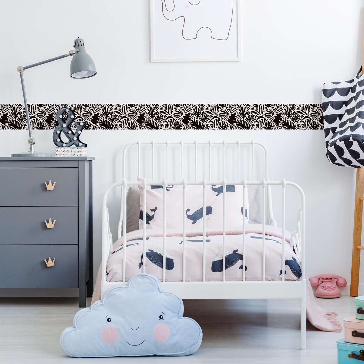 Samoprzylepny Pasek Dekoracyjny Czarne LIŚCIE Tropikalne Abstrakcja