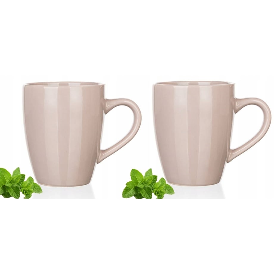 KUBEK CERAMICZNY 2 x 370ml kolor latte na napoje herbatę kawę zioła