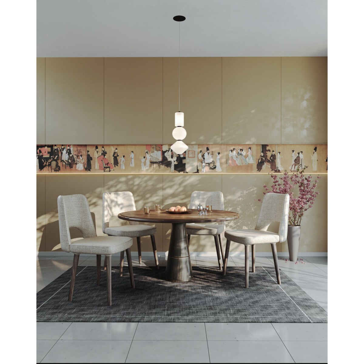 Ledowa lampa wisząca Akiko do przedpokoju 23W czarna biała