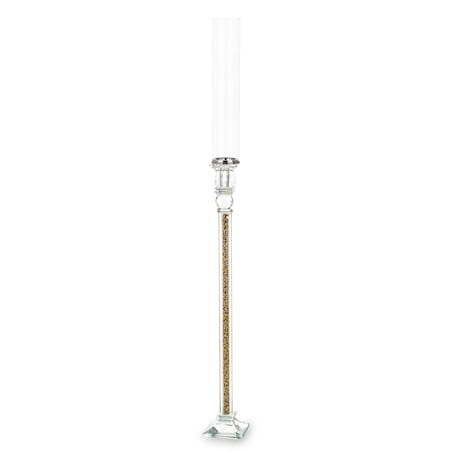 Świecznik szklany na 1 świecę z kloszem 90x9x9 cm RURKA złoty