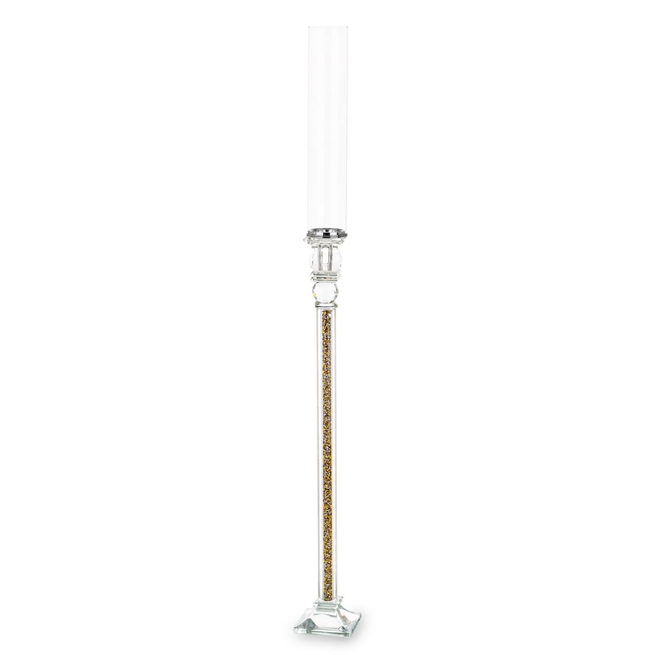 Świecznik szklany na 1 świecę z kloszem 90x9x9 cm RURKA złoty