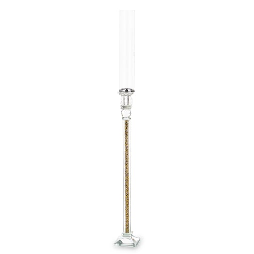 Świecznik szklany na 1 świecę z kloszem 90x9x9 cm RURKA złoty