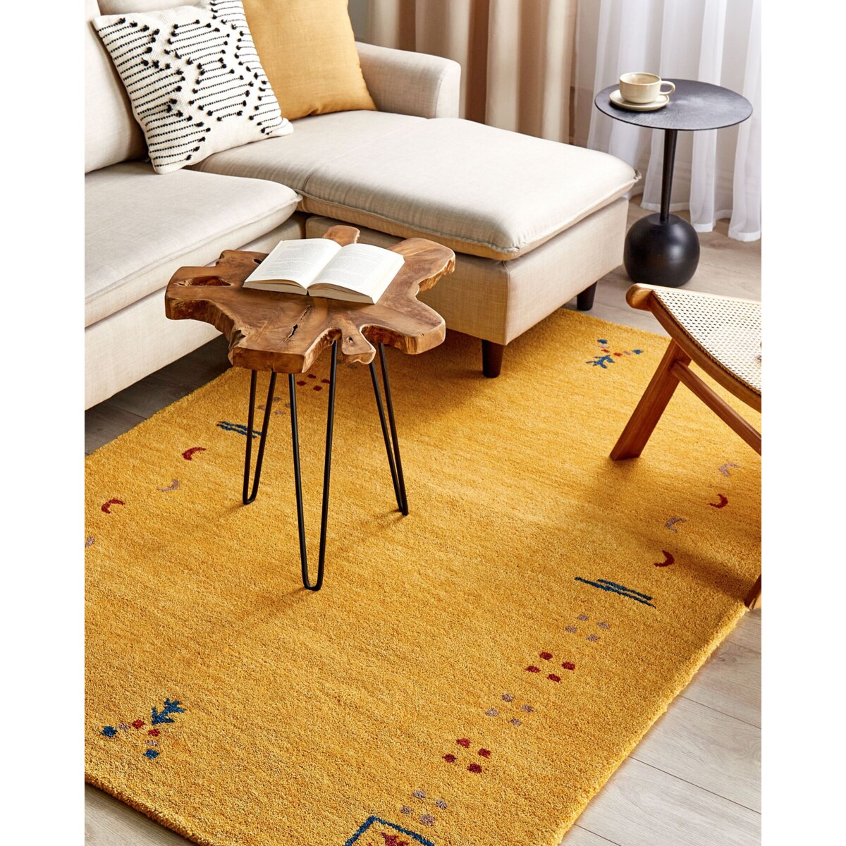 Dywan wełniany gabbeh 140 x 200 cm żółty AKALAN