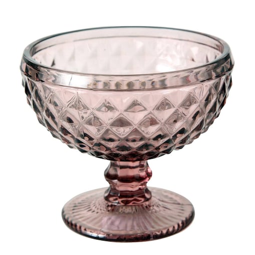 Pucharek do deserów i lodów, różowe szkło, Ø 12 cm