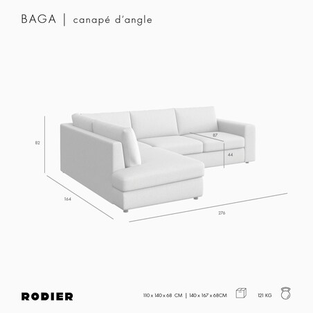 Sofa narożna lewa Baga szara