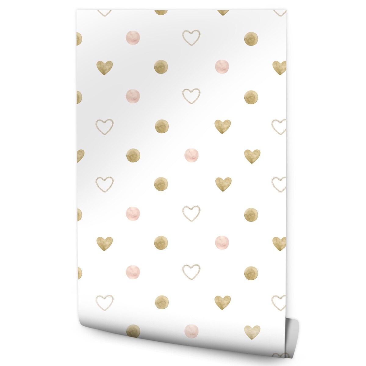 Tapeta Ścienna Akwarelowe Kropki i Serduszka