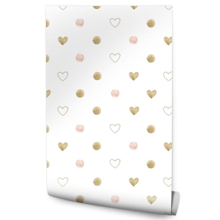 Tapeta Ścienna Akwarelowe Kropki i Serduszka