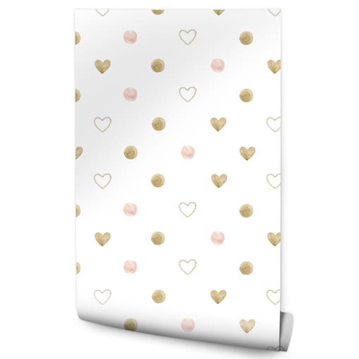 Tapeta Ścienna Akwarelowe Kropki i Serduszka