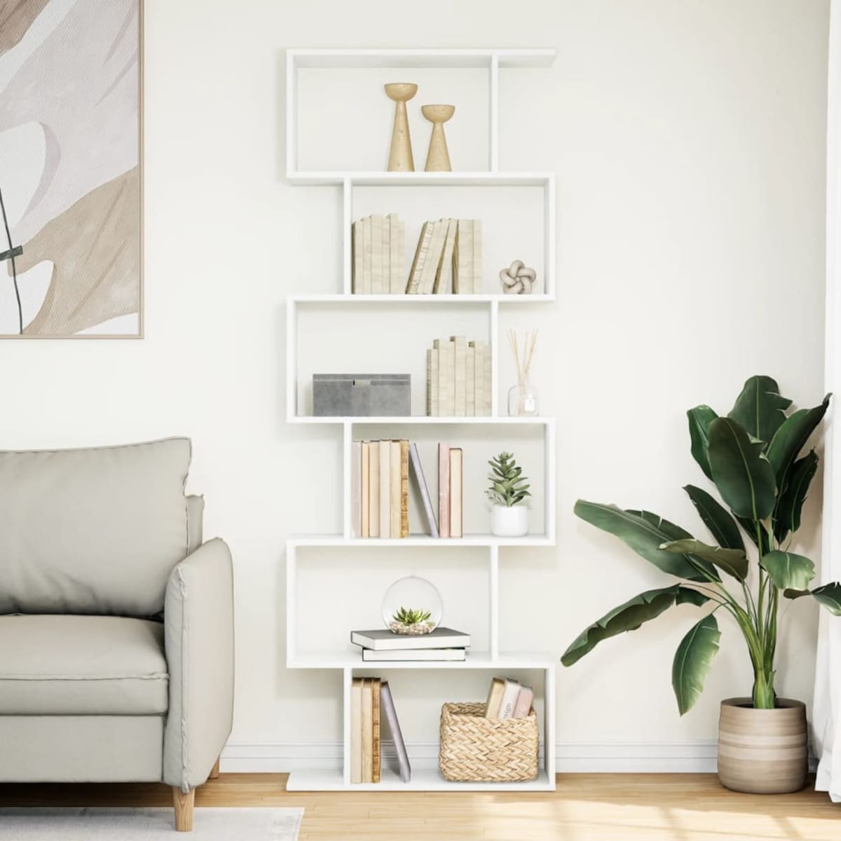 vidaXL Regał przegroda, 6 poziomów, biały, 70x24x193 cm