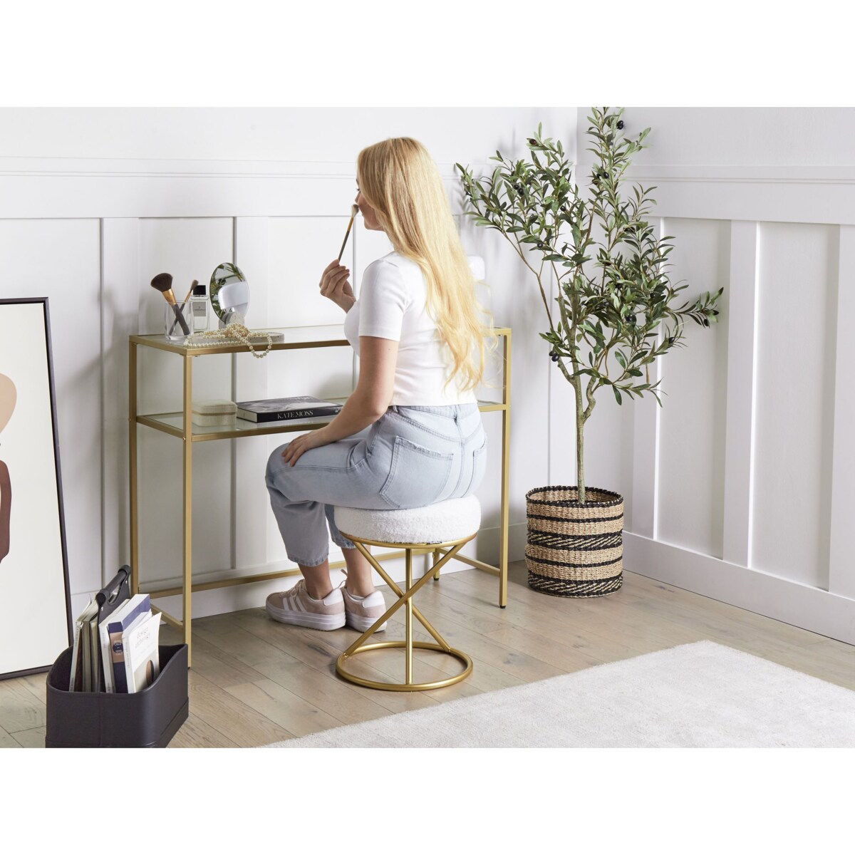 Stołek PRESHO Złamana biel