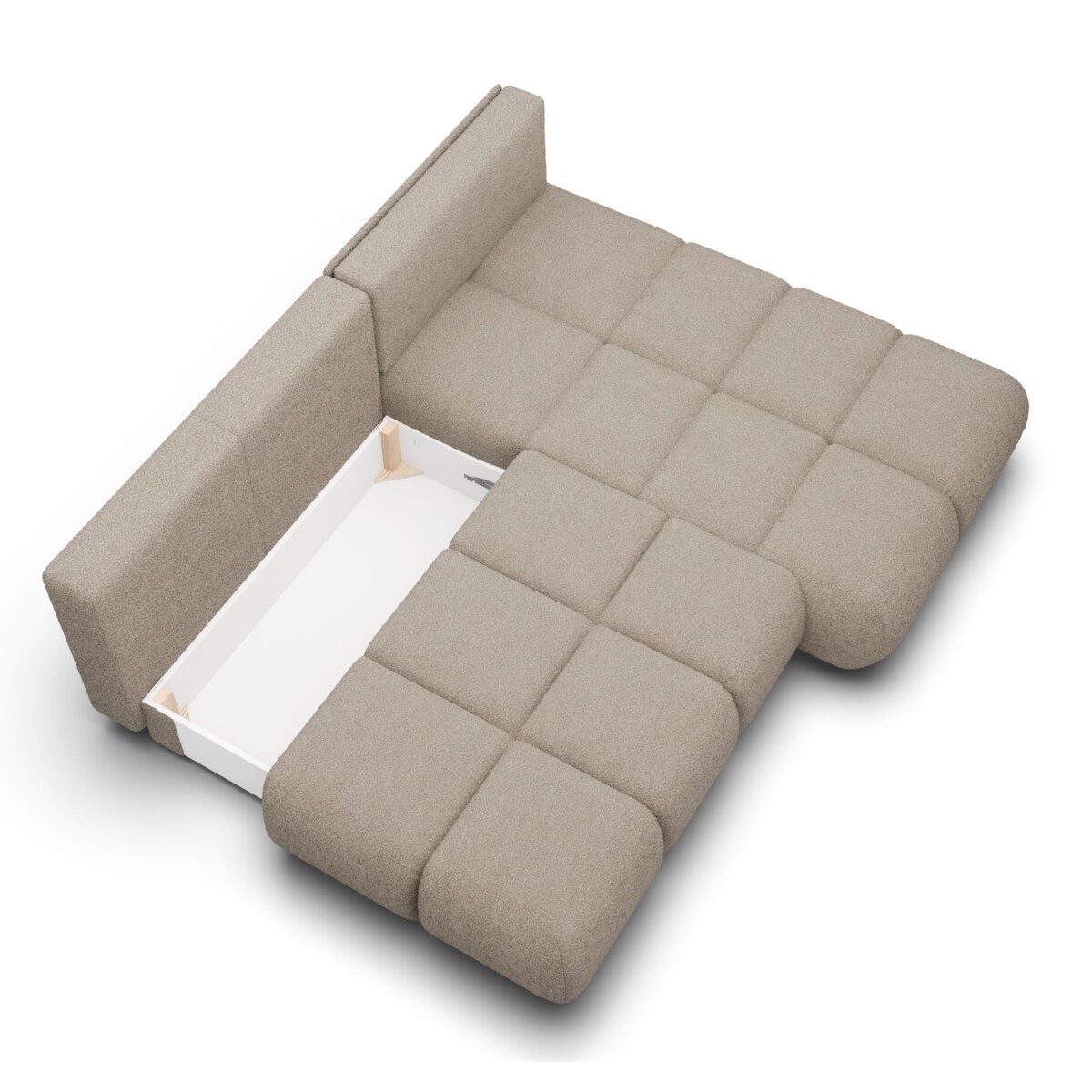 Pikowany Narożnik MILA rozkładany bez boczków prawy ciemnobeżowy