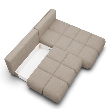 Pikowany Narożnik MILA rozkładany bez boczków prawy ciemnobeżowy