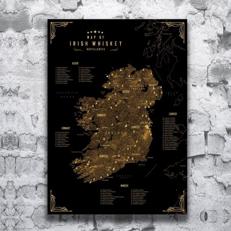 plakat IRLANDZKA WHISKEY regiony destylarnie 50x70cm