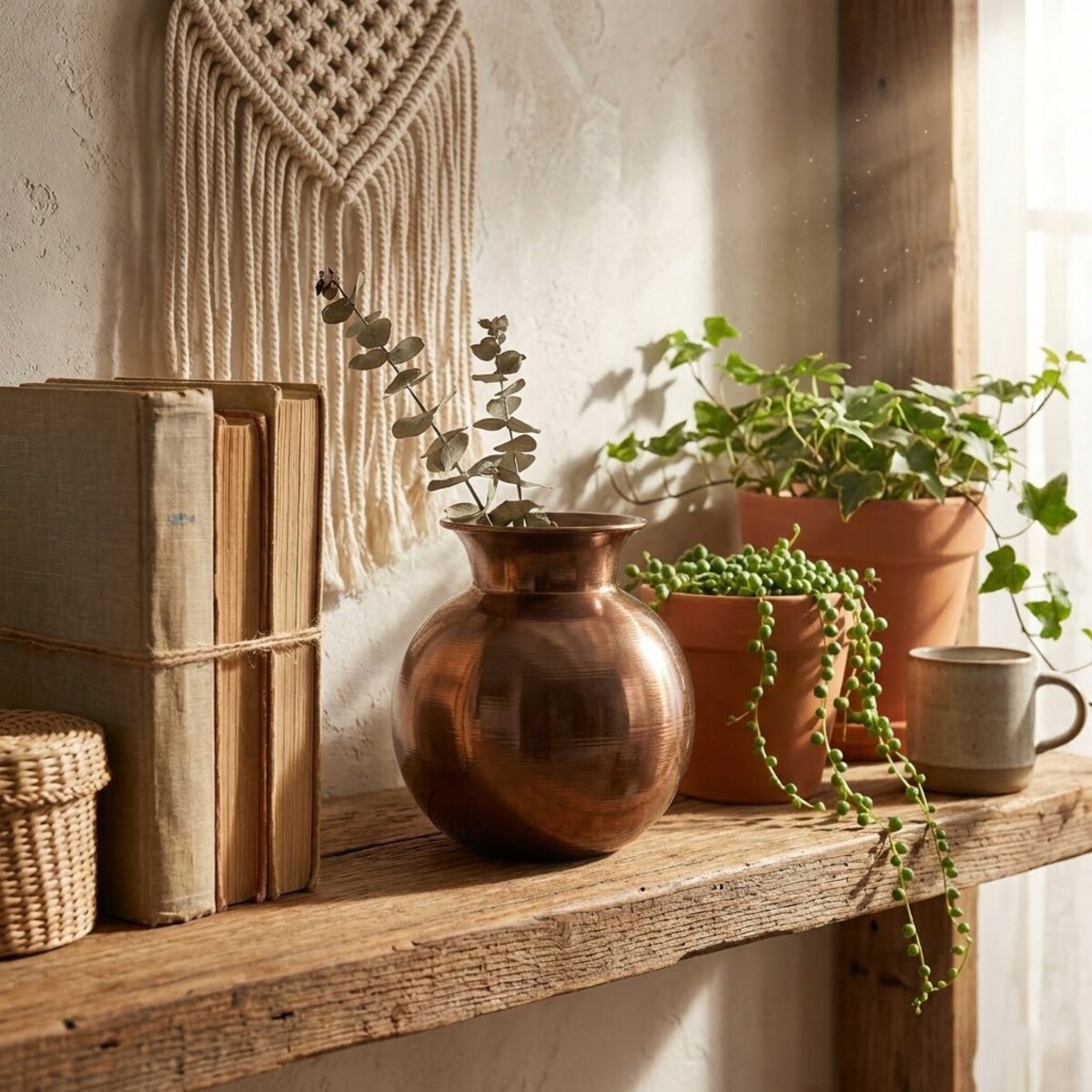 WAZON NA KWIATY BUKIET LOFT METALOWY 20cm DO SALONU DOMU BRĄZOWY BOHO
