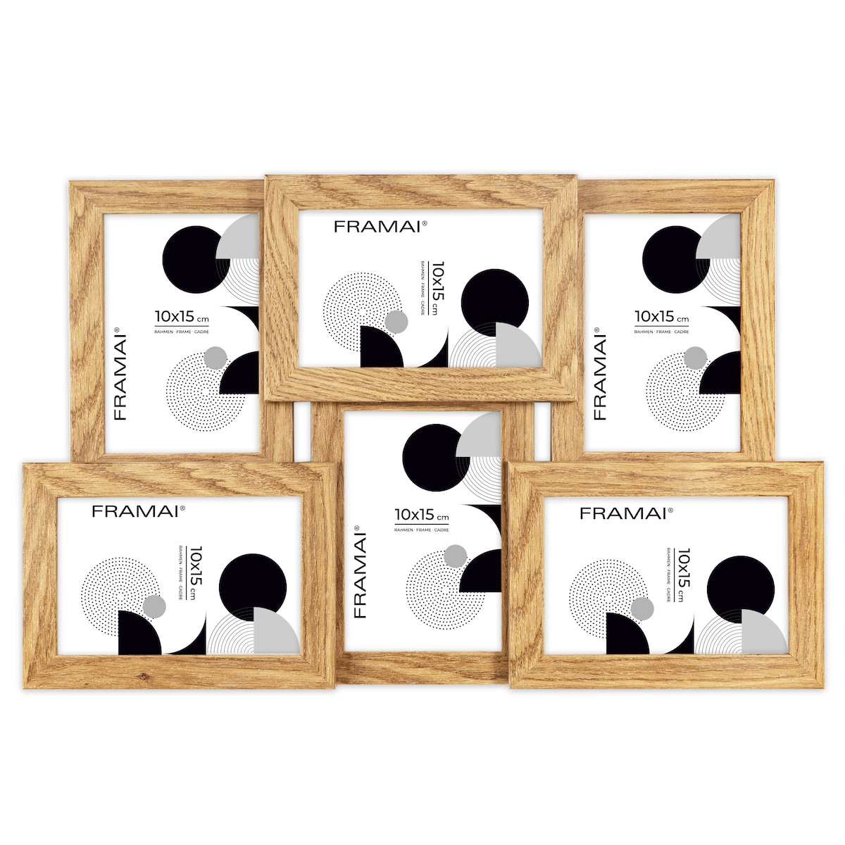 Multirama ramka na zdjęcia 6 zdjęć. W kolorze dębowym multirama na sześć zdjęć 10x15 cm Ramka na zdjęcia 6 w 1 MULTI HEN 01 FRAMAI
