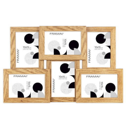Multirama ramka na zdjęcia 6 zdjęć. W kolorze dębowym multirama na sześć zdjęć 10x15 cm Ramka na zdjęcia 6 w 1 MULTI HEN 01 FRAMAI