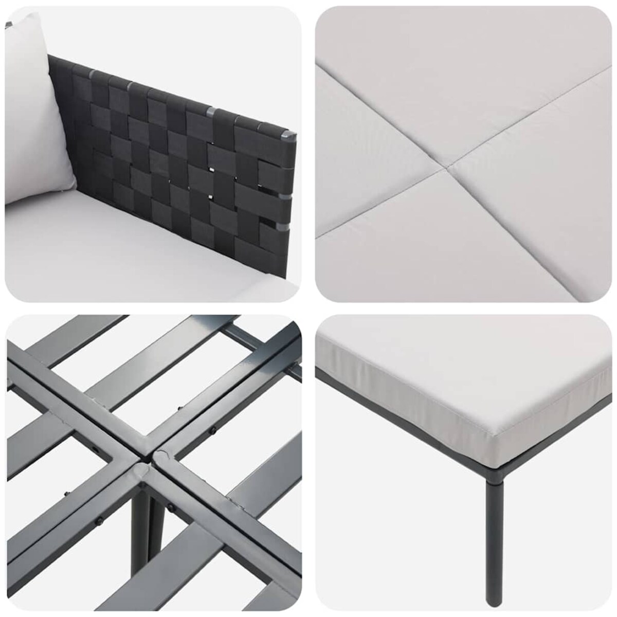 vidaXL Leżak z poduszką 2-osoba Antracyt 115 x 153 x 69.5cm Stal