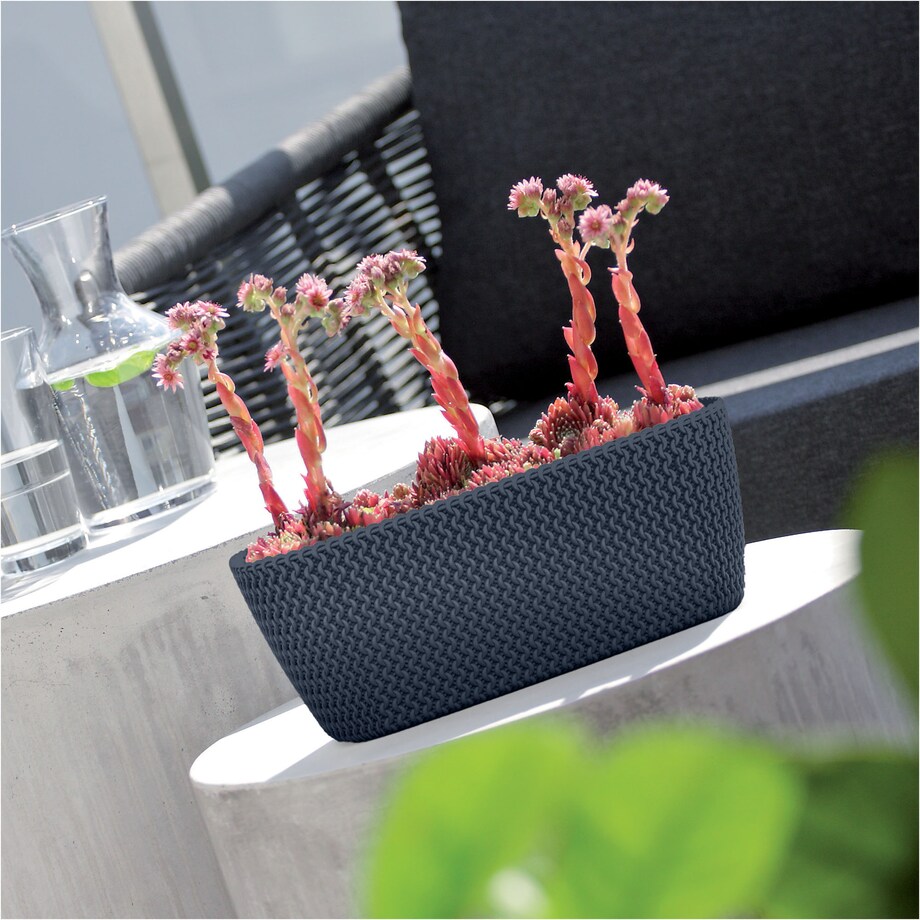 Donica Na Cmentarz Skrzynka Korytko Doniczka Na Wszystkich Świętych 29,7 Cm Antracytowa