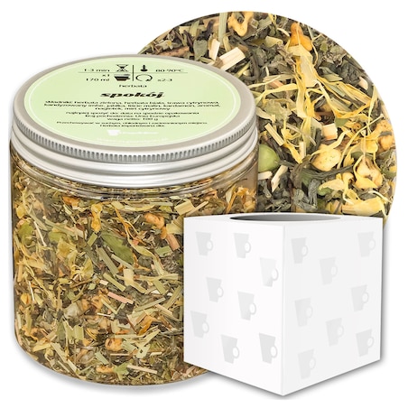 Herbata zielona SPOKÓJ o smaku rozgrzewającego imbiru z nutą kojącego miodu - herbata liściasta sypana mieszanka napar susz - gotowa na prezent upominek