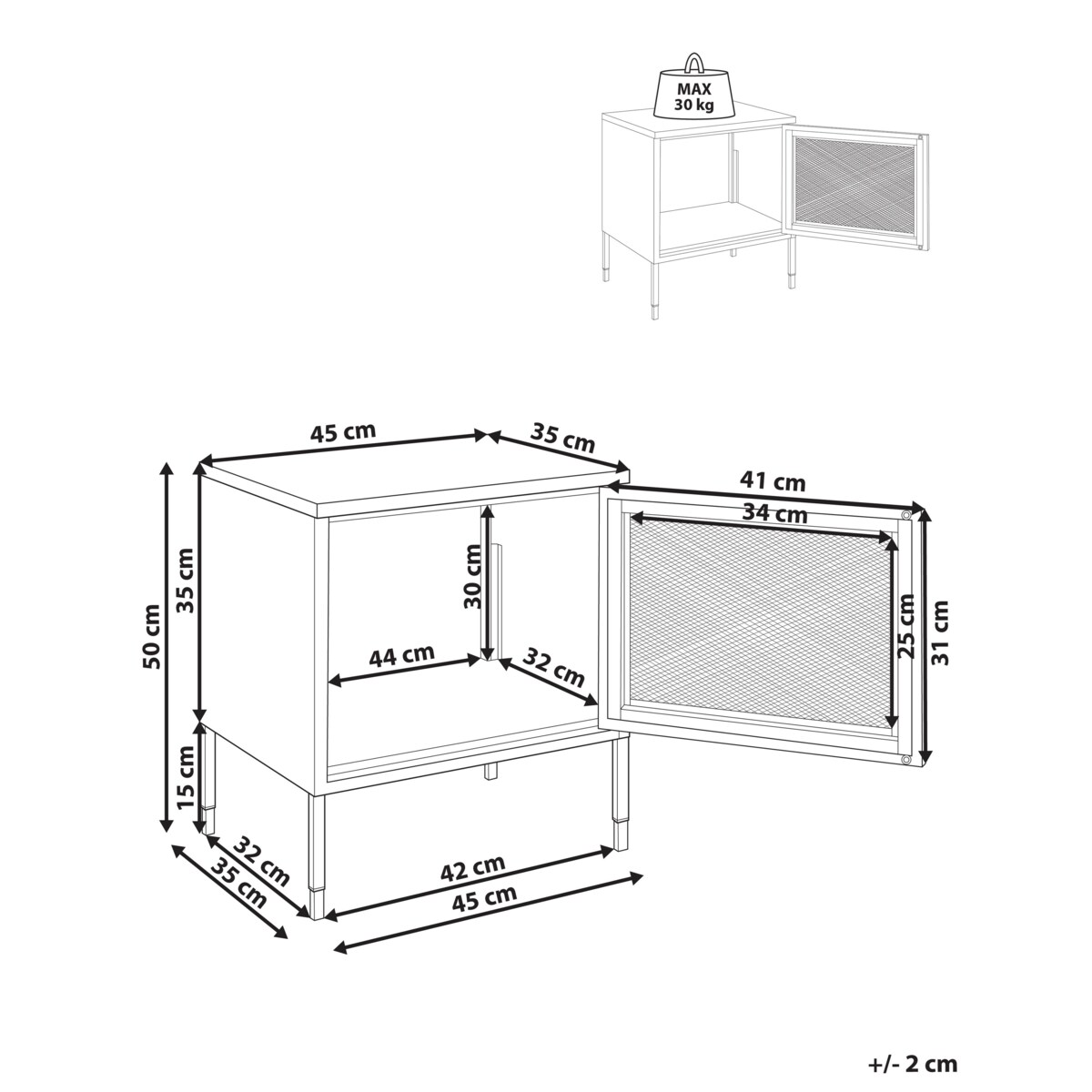 Szafka nocna OSSETT Metal Czarny