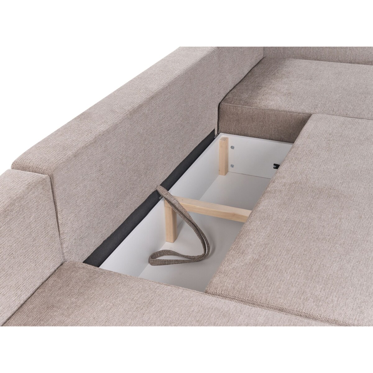 Sofa w kształcie U VATNE Jasnobrązowy Tkanina Symetryczny