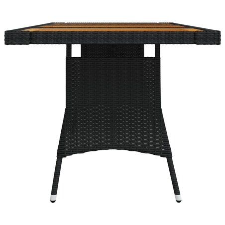 vidaXL Stół ogrodowy, czarny 160x70x72 cm, rattan PE i drewno akacjowe