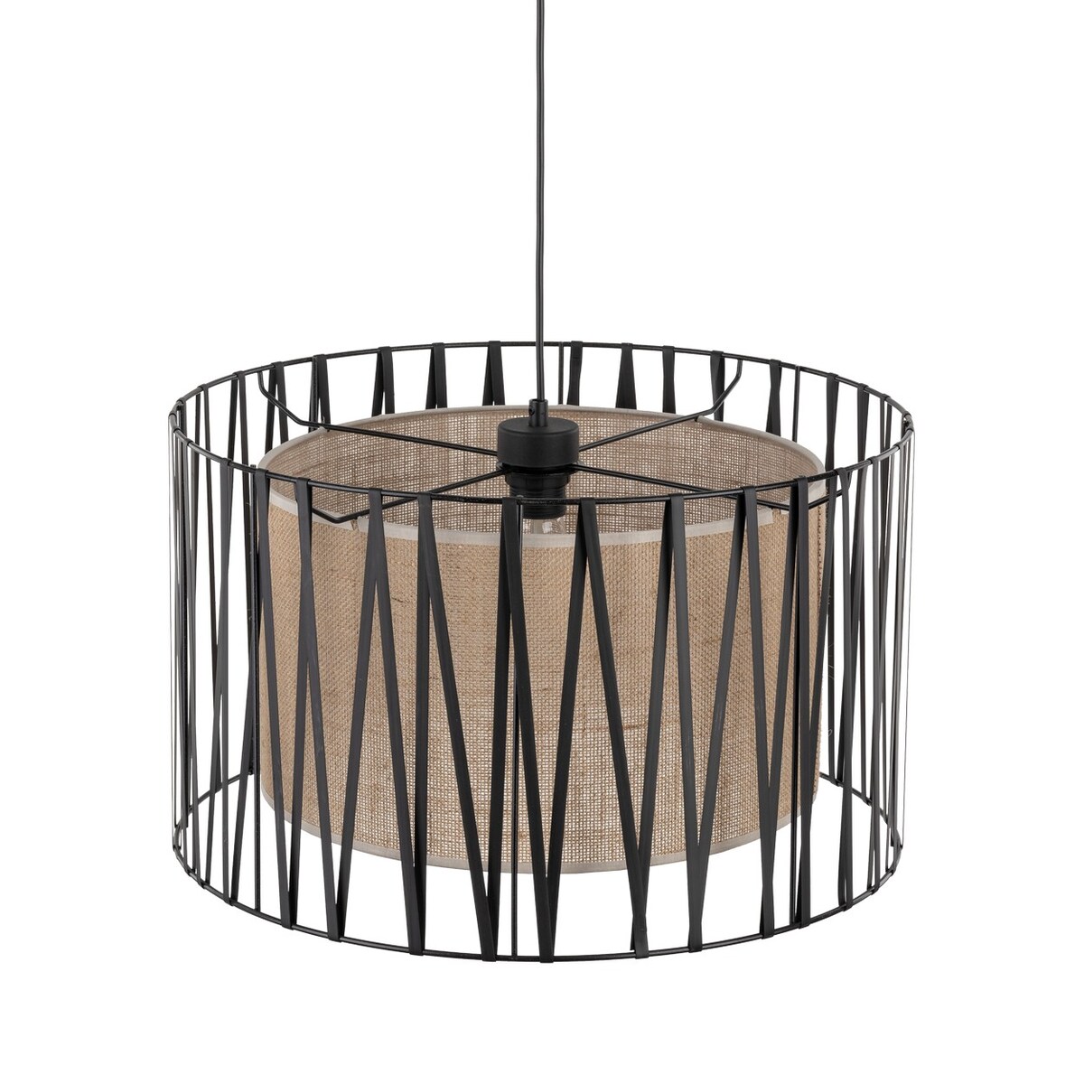 Lampa wisząca TK Lighting Harmony Nature 4557, 3xE27, juta, czarno-brązowa, śr. 50 cm, regulowana wysokość 120 cm