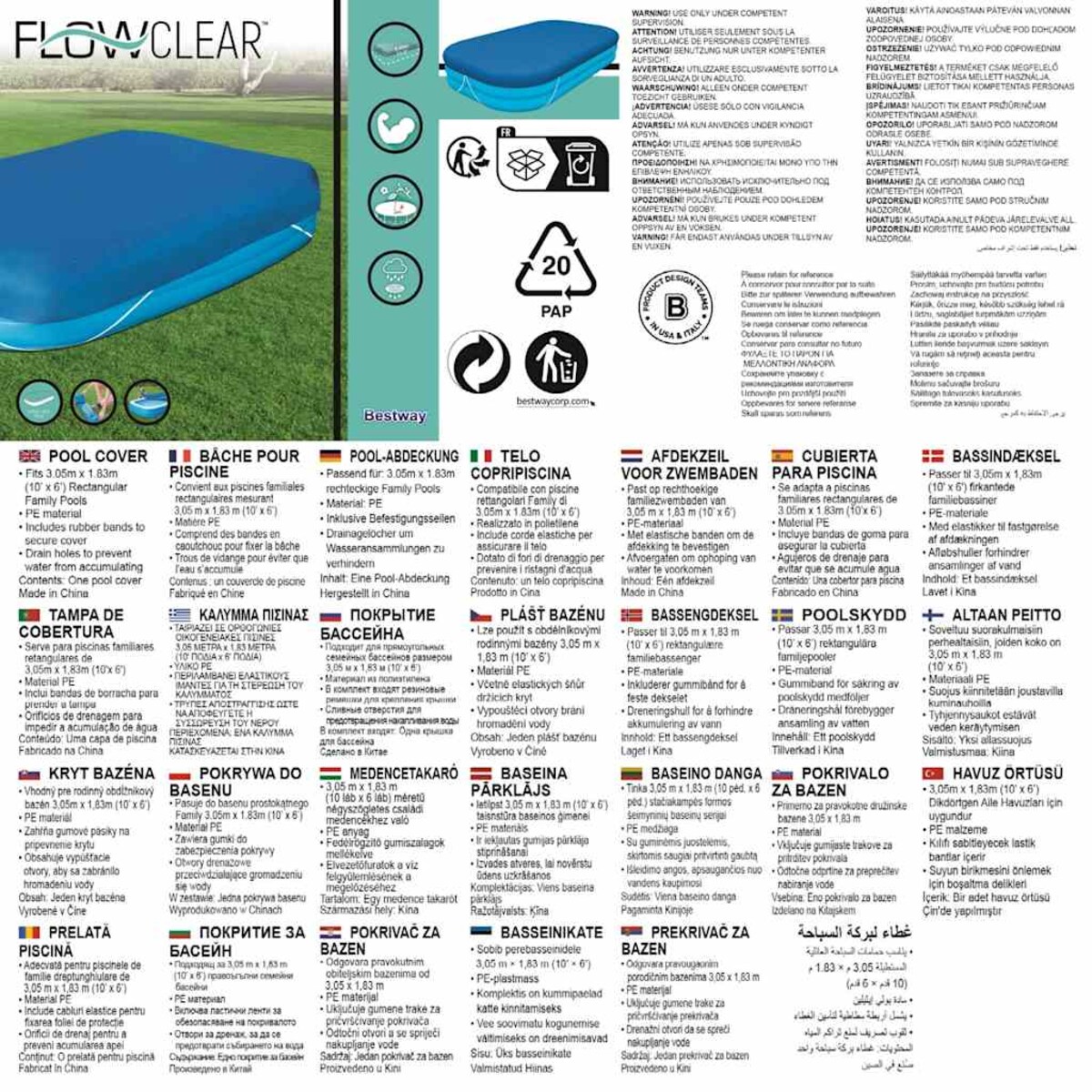 Pokrywa do basenów 305 x 183 cm Bestway 58108