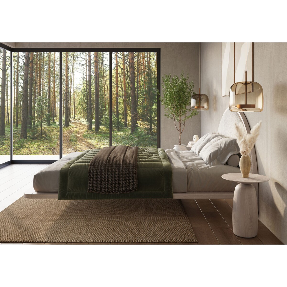 Łóżko lewitujące drewniane bukowe Visby MOMOKO / 140x200 cm, kolor biały