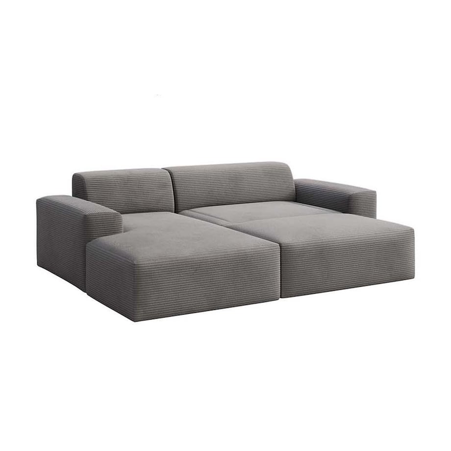 Villet Sofa narożna lewa z funkcją spania i pojemnikiem szara