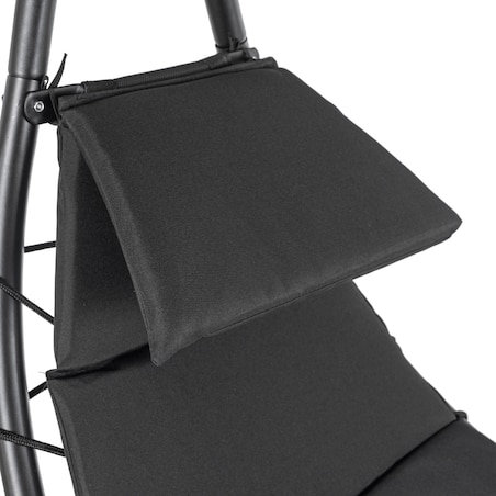 Leżak Ogrodowy Z Parasolem Leżanka Z Daszkiem Łóżko Czarny CARPA