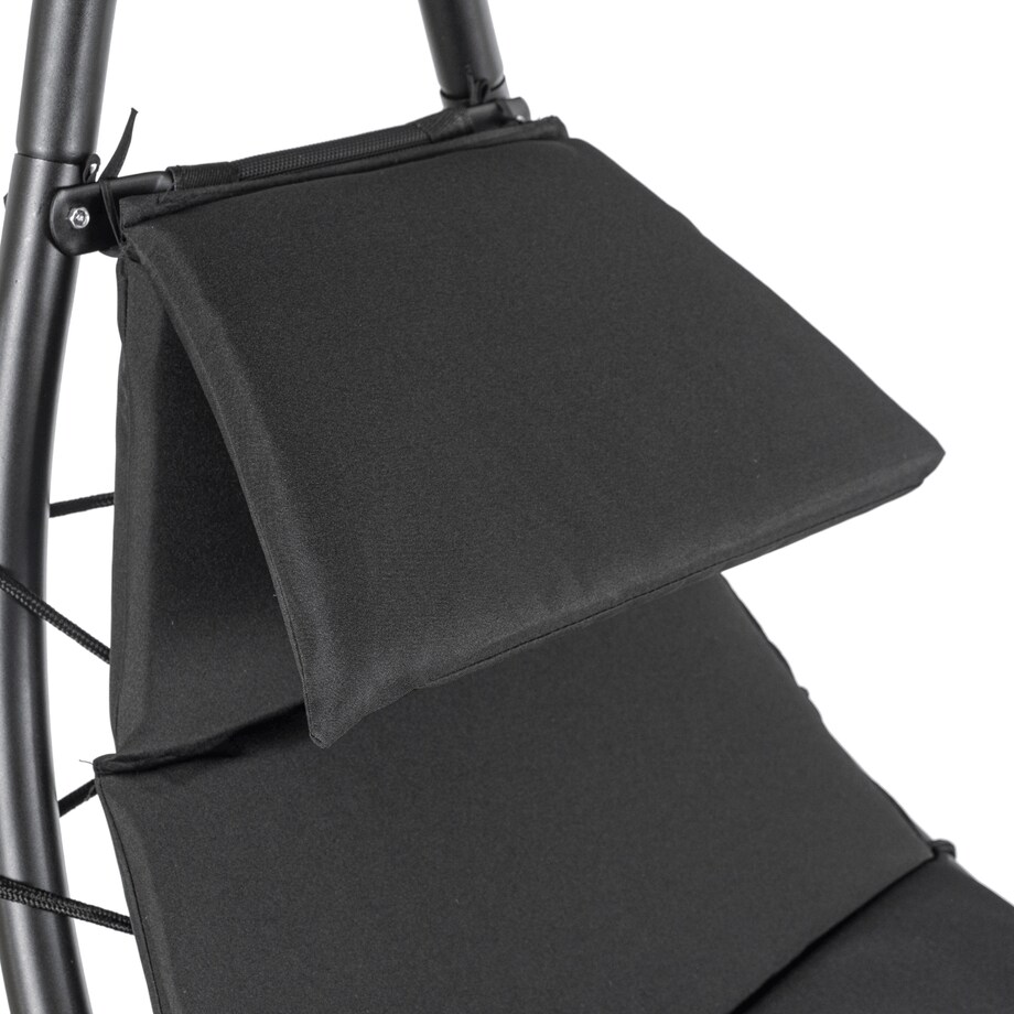 Leżak Ogrodowy Z Parasolem Leżanka Z Daszkiem Łóżko Czarny CARPA