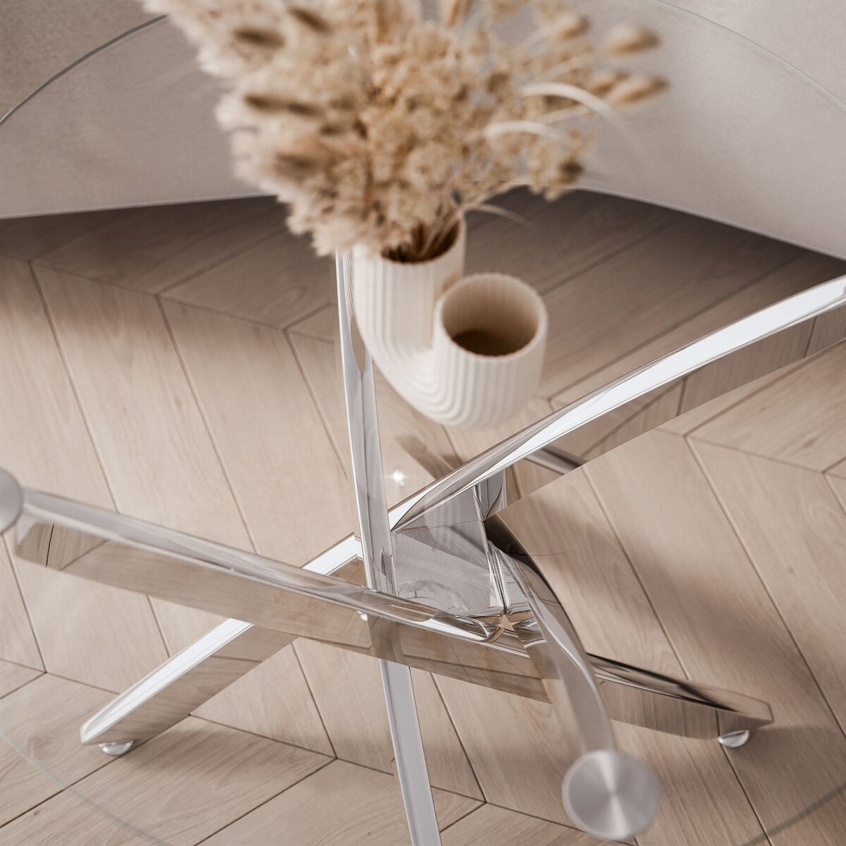 Stolik kawowy BEIRA ze szklanym blatem chrom