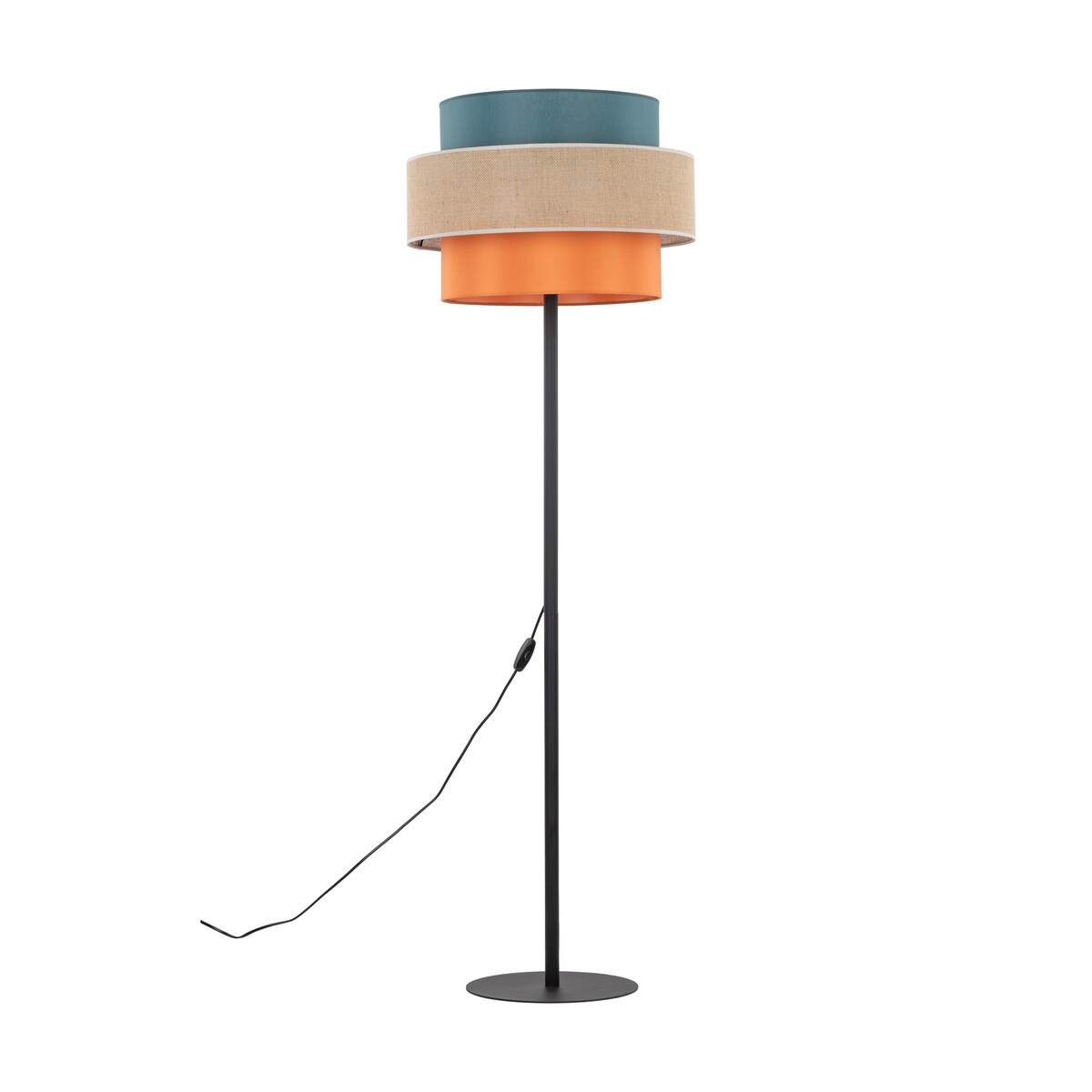 Lampa podłogowa TK Lighting TRIO JUTA MIX 6452 E27 159 cm wielokolorowa z kloszem z tkaniny i juty do salonu