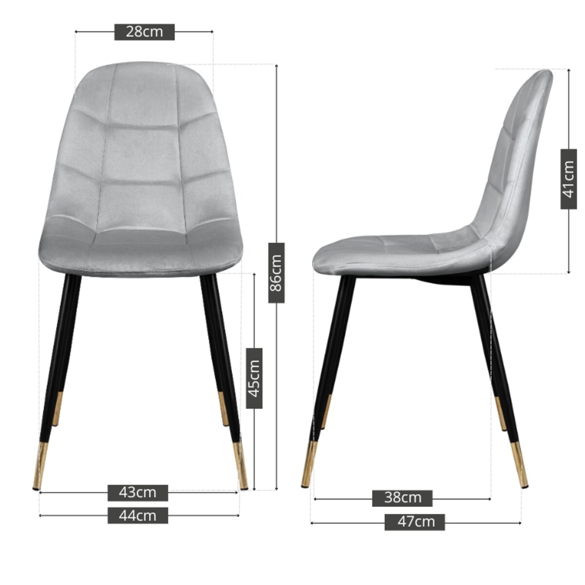 Krzesło tapicerowane szare pikowane welurowe do salonu jadalni