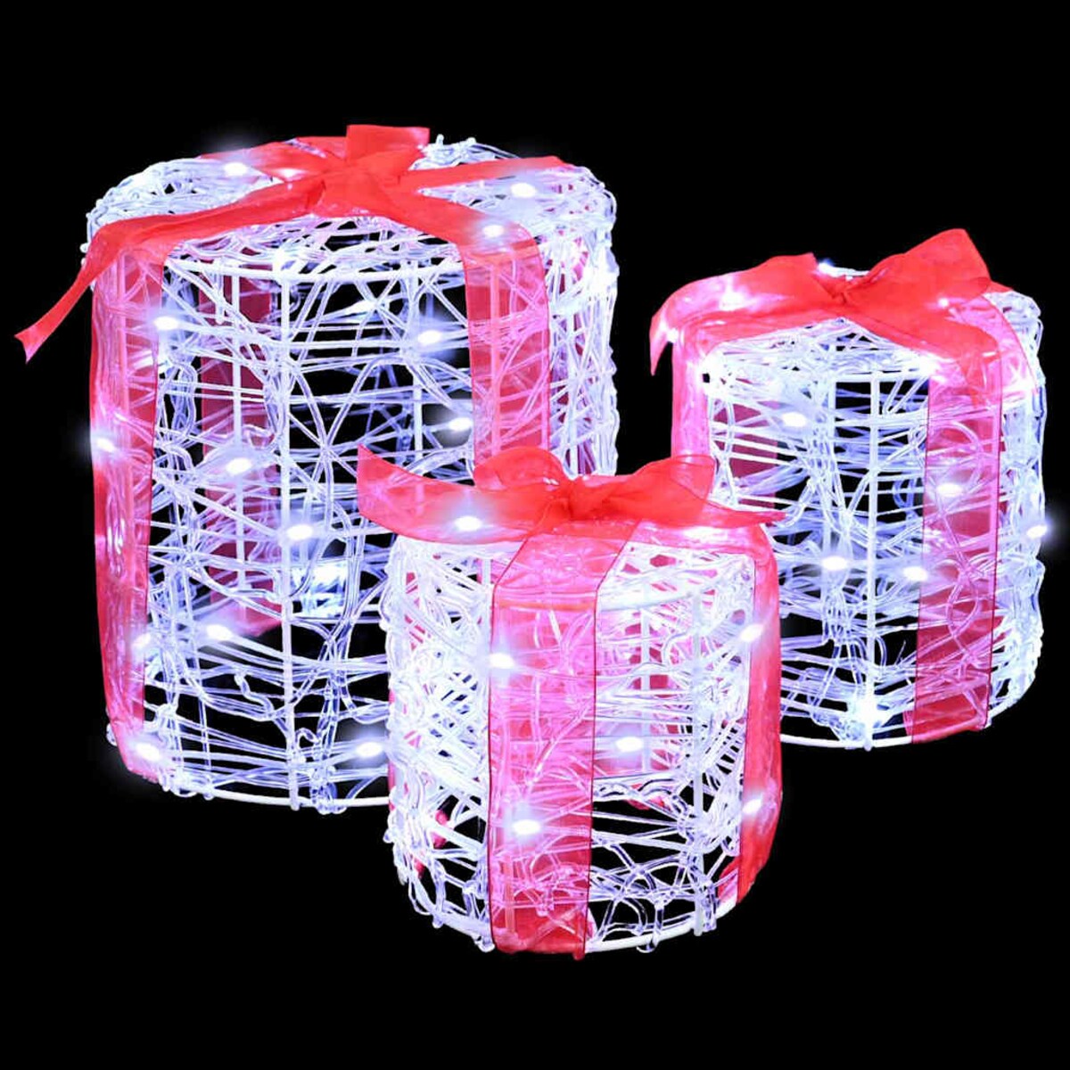 vidaXL Dekoracja Pudełka Prezentowego 3 pcs Zimna biel 20 x 20 x 21 cm