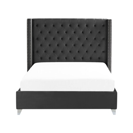 Łóżko welurowe 160 x 200 cm czarne LUBBON
