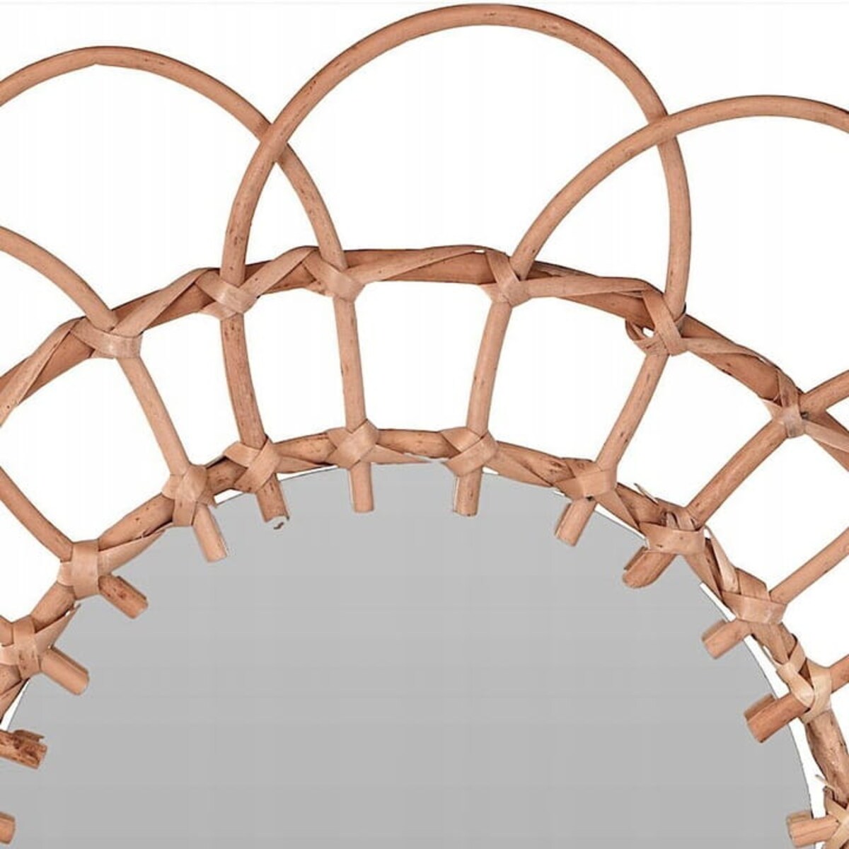 LUSTRO ŚCIENNE Plecione okrągłe DREWNO BOHO 49 cm