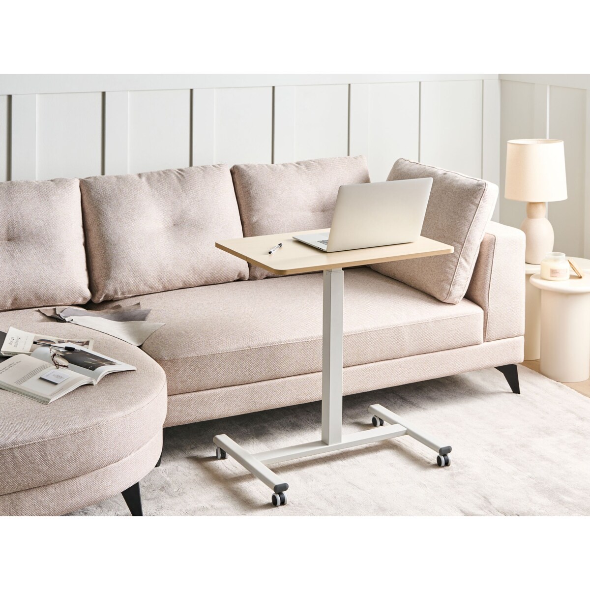 Regulowany stolik pod laptopa ACADEMIA Jasny brąz/ biały 65 cm 48 cm