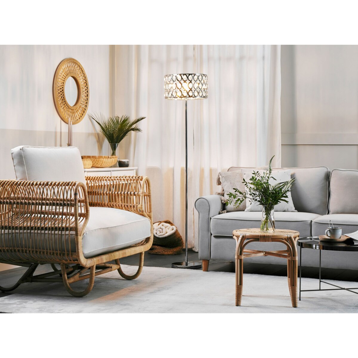 Lampa podłogowa metalowa srebrna TENNA