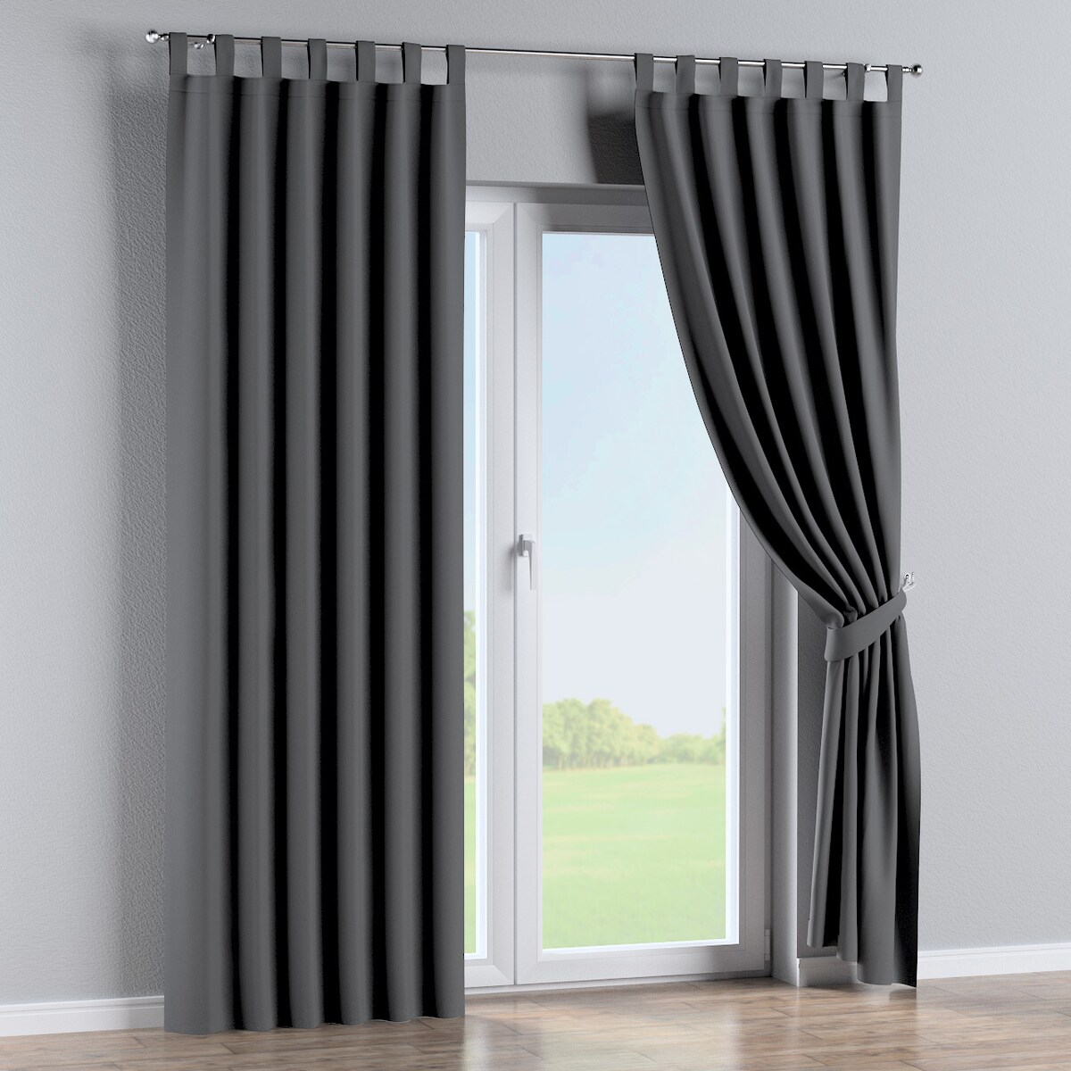 Zasłona na szelkach 1 szt. 130x245 grafitowy