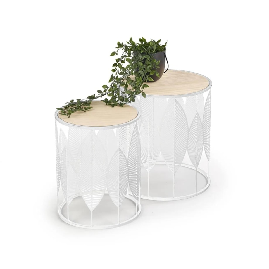 Zestaw 2 stolików kawowych FOLLA naturalny/biały