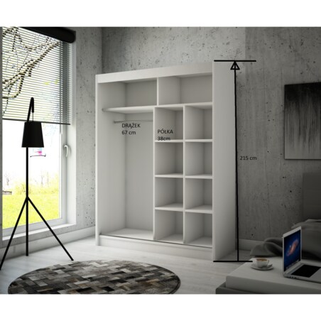 Szafa TWIN przesuwna z lustrem 150 cm - Dąb sonoma